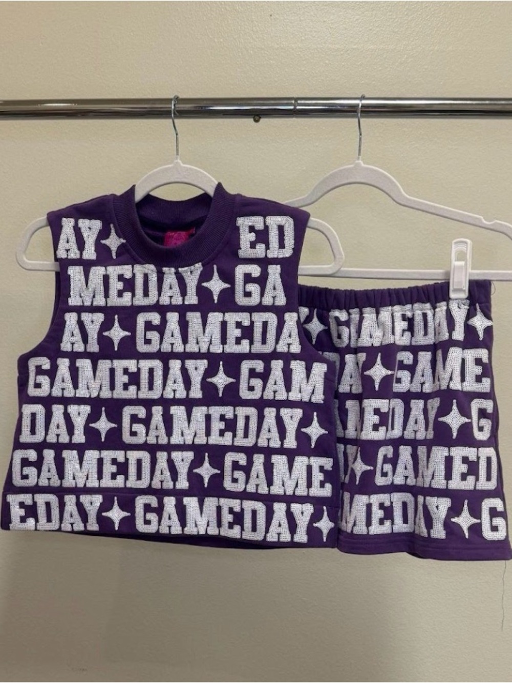 QUEEN OF SPARKLES Purple "GAMEDAY" Tank & Skirt Set